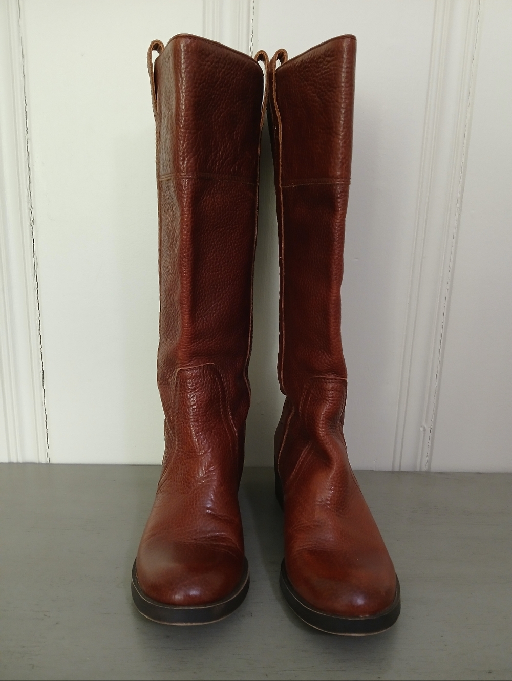 **Fair** Lucky Brand 7.5 Tall leather brown boots wide calf heeled boots - Picture 4 of 11
